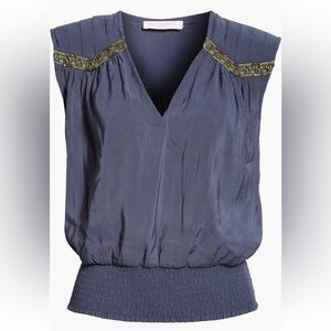 NWT Ramy Brook Millegan Bead Detail Smock Waist Top